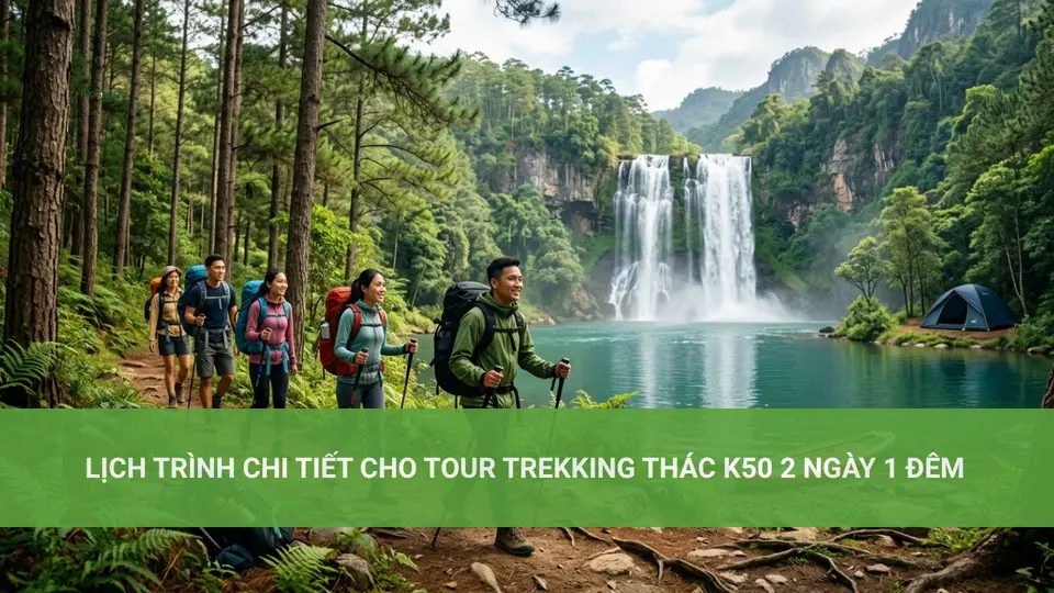 Lịch trình chi tiết cho tour trekking thác K50 2 ngày 1 đêm