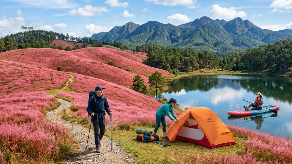 Đồi cỏ hồng Gia Lai tuyệt đẹp, trải nghiệm ấn tượng giữa thiên nhiên.